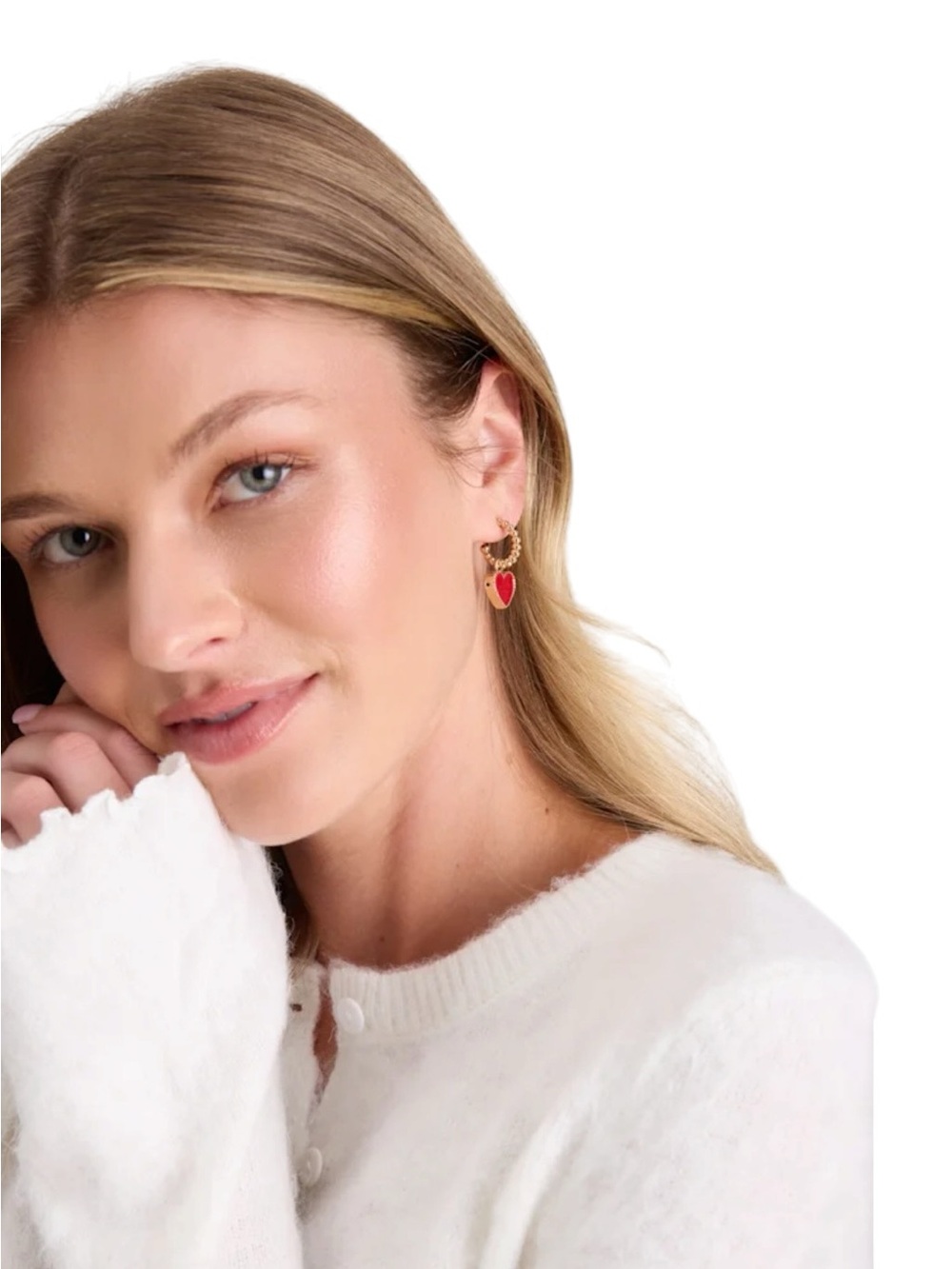 Lulus NWT Gold Hoop Earrings with Red Heart Charm - Women's Jewelry